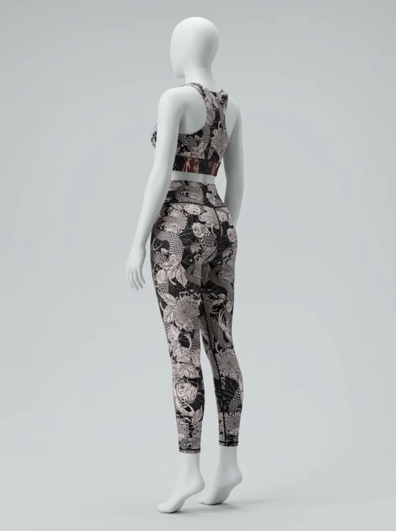 Legging fitness polyester imprimé artistique sport femme
