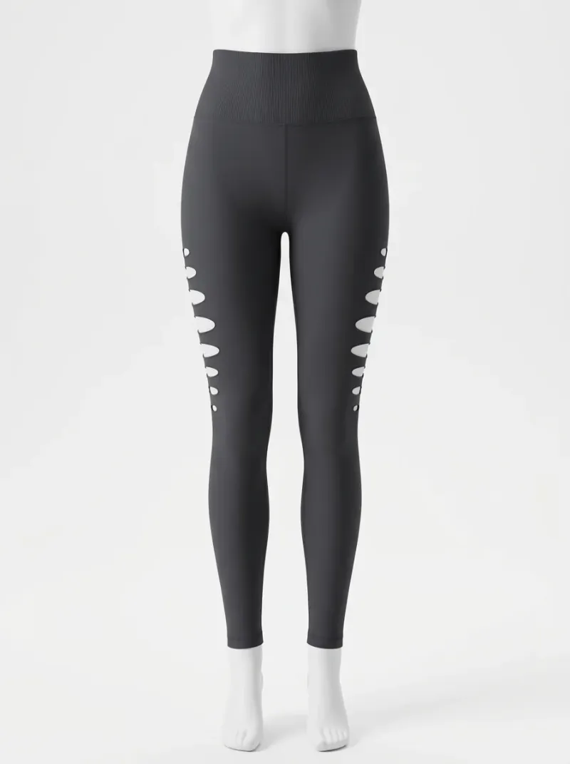 Legging fitness nylon spandex ajouré sport femme