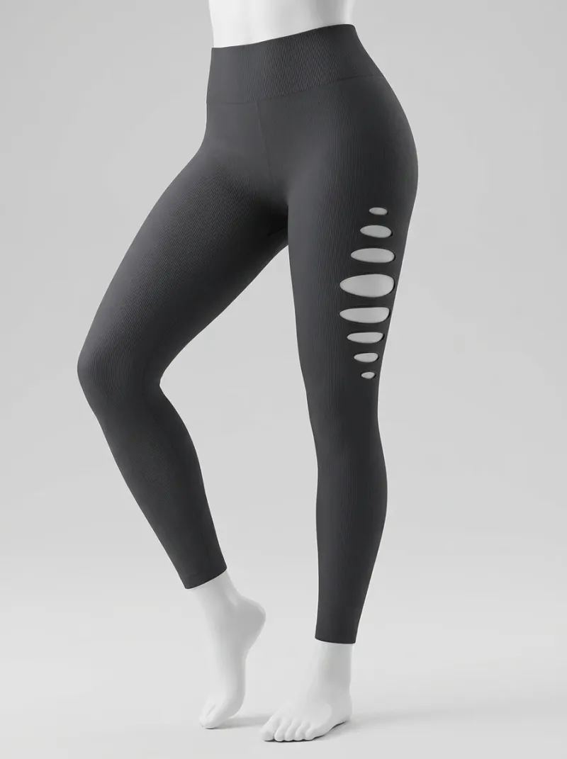 Legging fitness nylon spandex ajouré sport femme