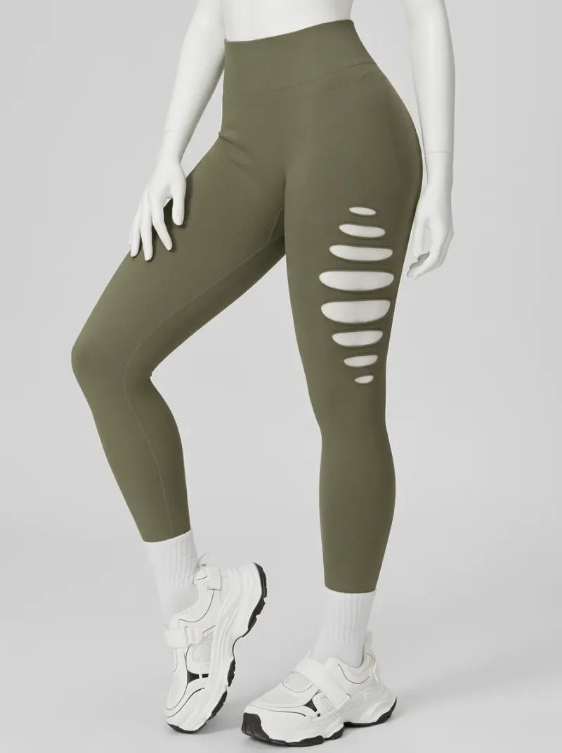 Legging fitness nylon spandex ajouré sport femme