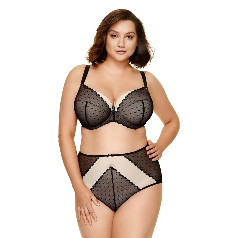 soutien-gorge rembourré dentelle noire tulle beige grande taille Gorteks