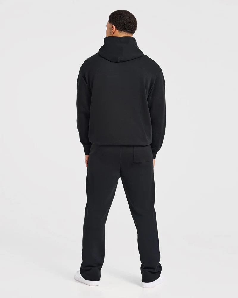 Effortless Oversized Straight Leg Joggers - Noir