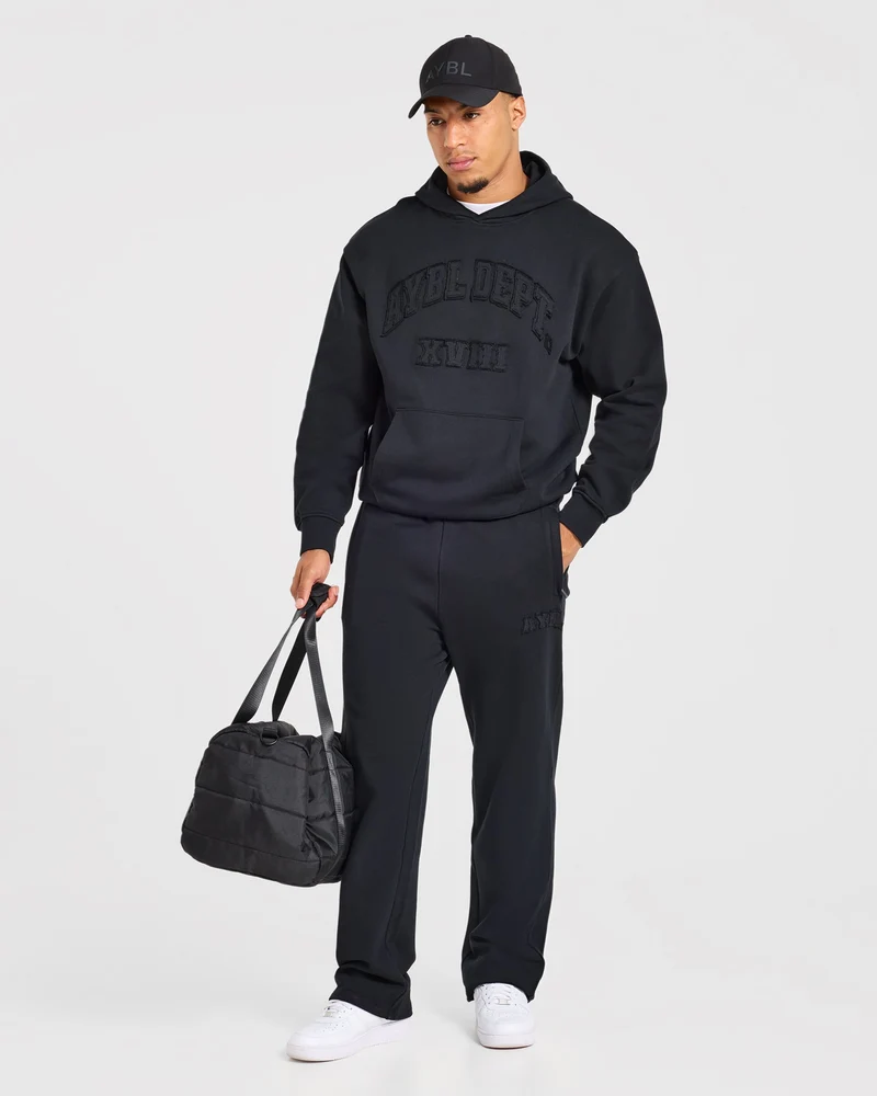 Effortless Oversized Straight Leg Joggers - Noir