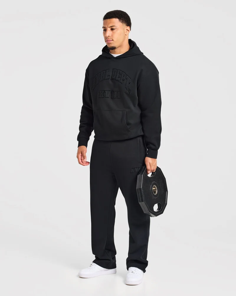 Effortless Oversized Straight Leg Joggers - Noir