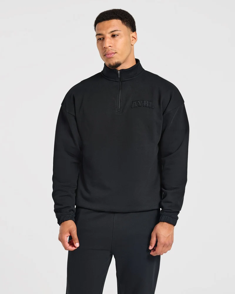 Effortless Oversized 1/4 Zip Pullover - Noir