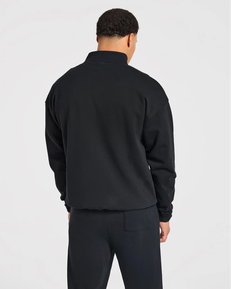 Effortless Oversized 1/4 Zip Pullover - Noir