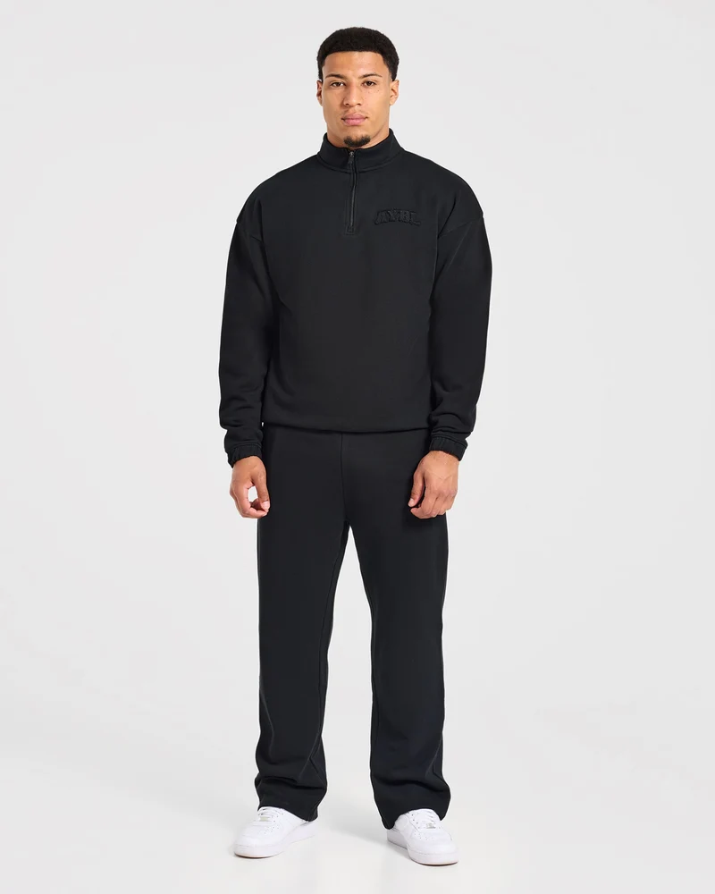 Effortless Oversized 1/4 Zip Pullover - Noir
