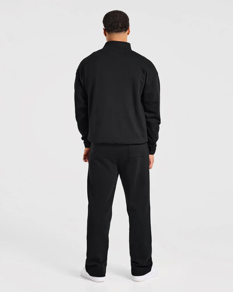 Effortless Oversized 1/4 Zip Pullover - Noir