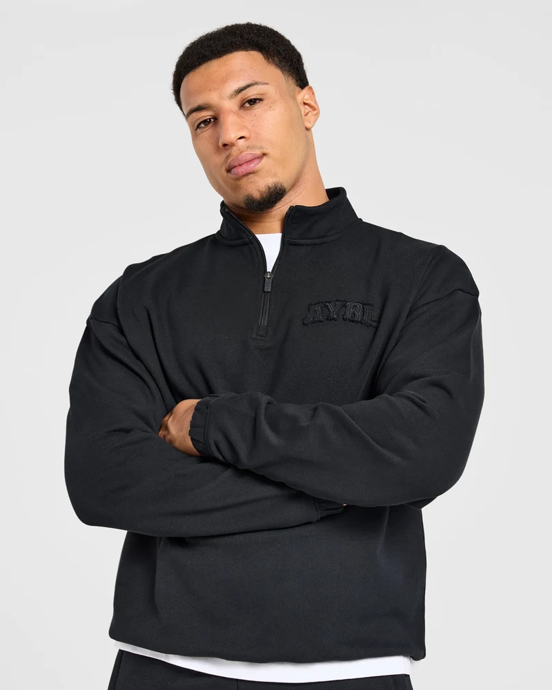 Effortless Oversized 1/4 Zip Pullover - Noir