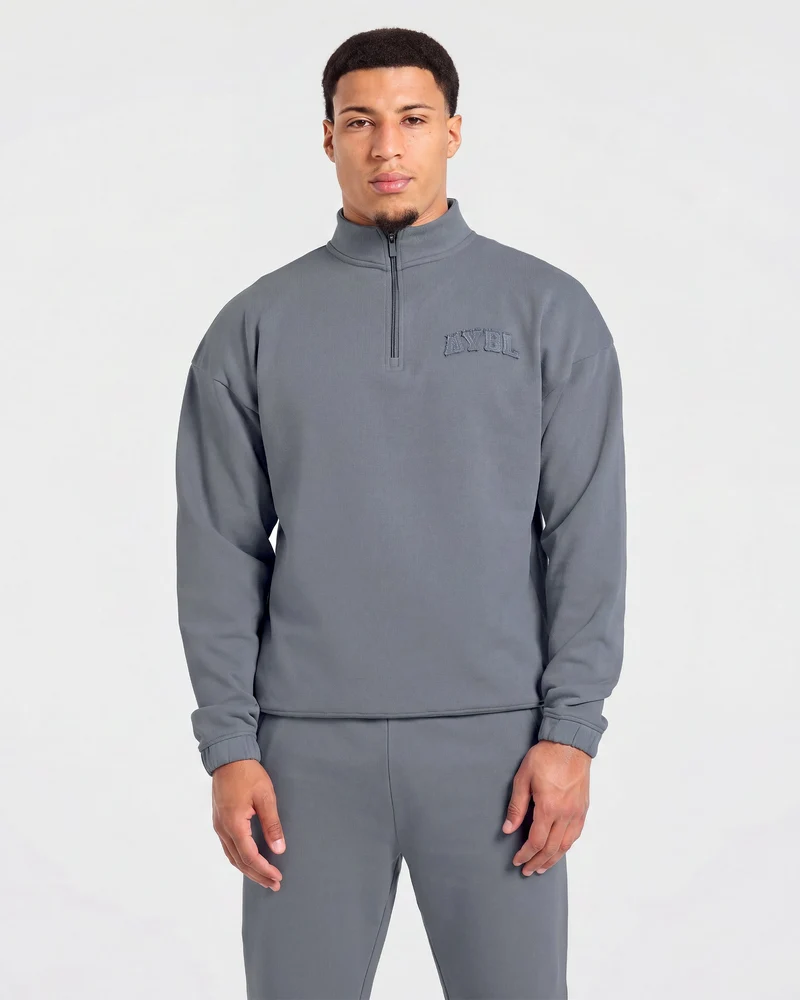Effortless Oversized 1/4 Zip Pullover - Deep Slate