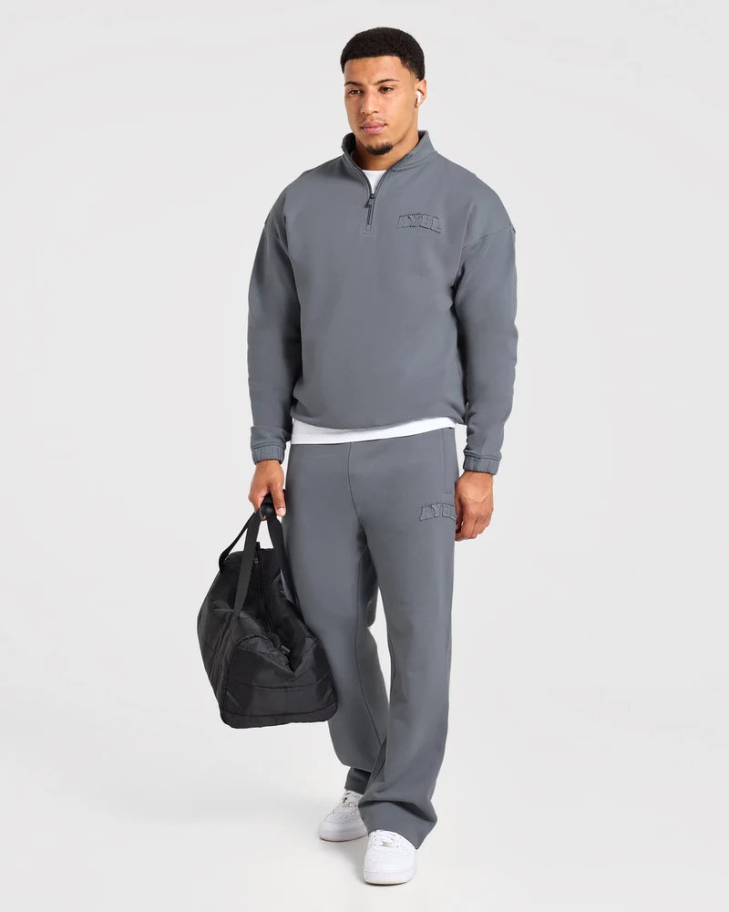 Effortless Oversized 1/4 Zip Pullover - Deep Slate