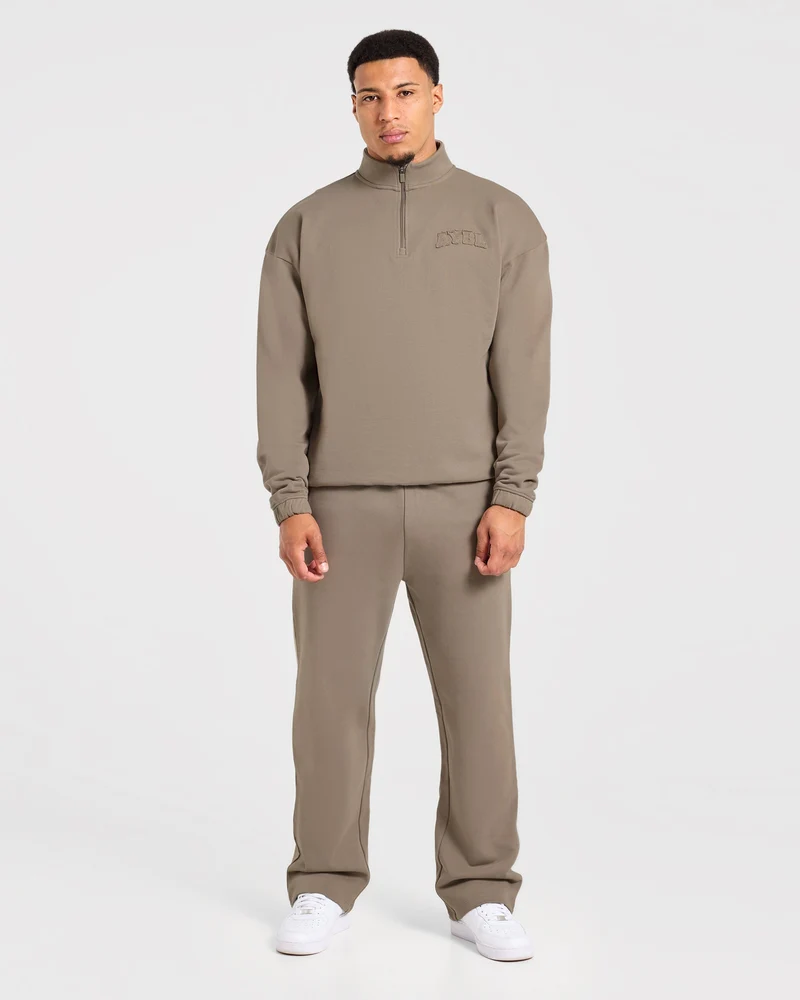 Effortless Oversized 1/4 Zip Pullover - Deep Ecru