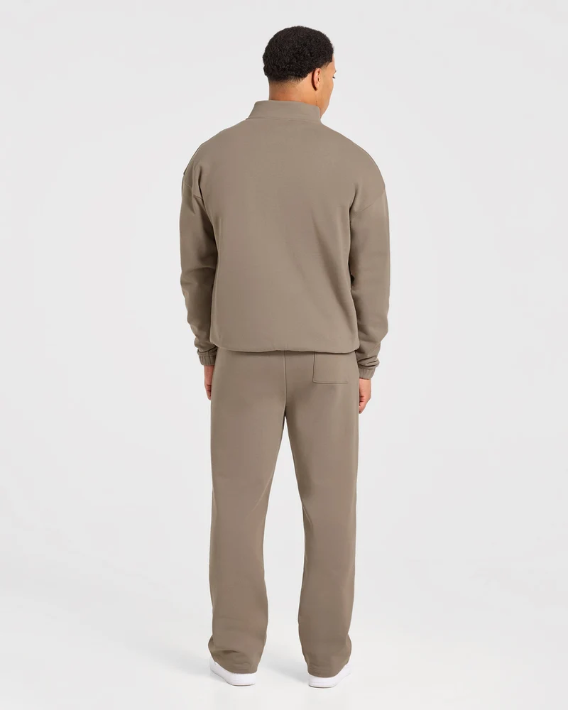 Effortless Oversized 1/4 Zip Pullover - Deep Ecru