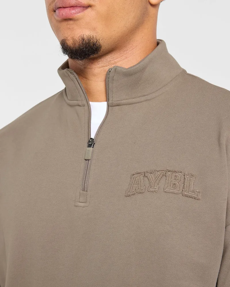 Effortless Oversized 1/4 Zip Pullover - Deep Ecru