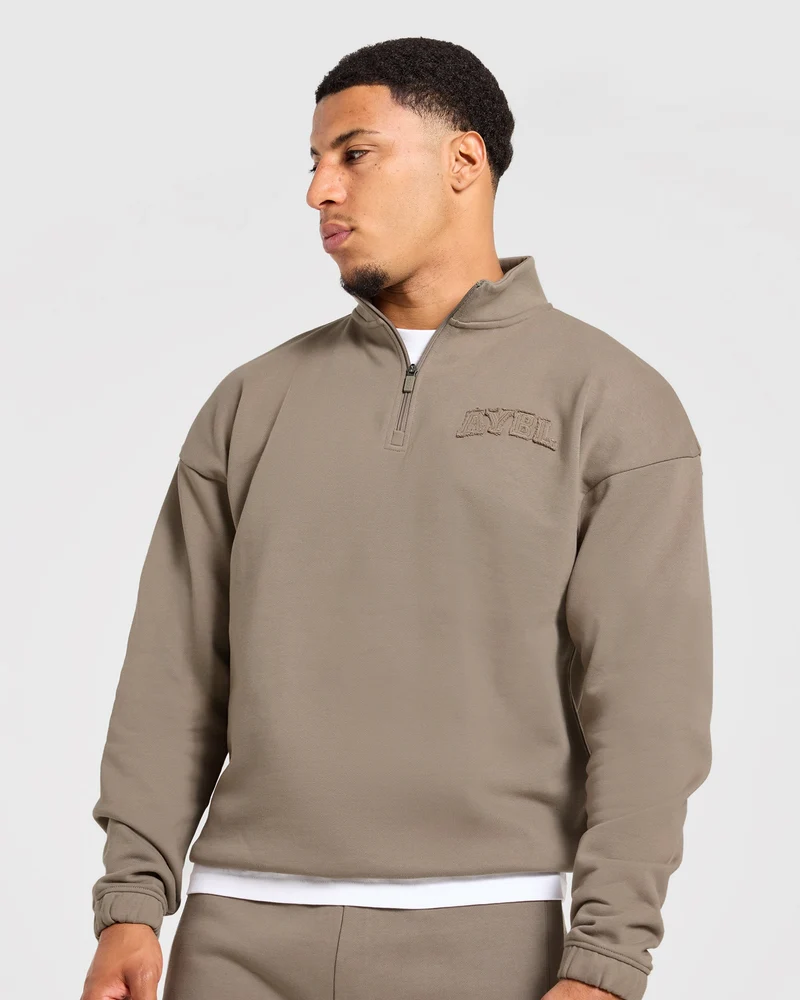 Effortless Oversized 1/4 Zip Pullover - Deep Ecru