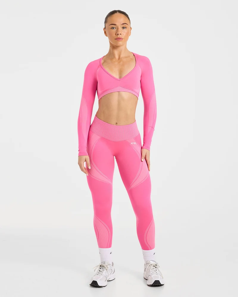 Charge Seamless Long Sleeve Crop Top - Rose