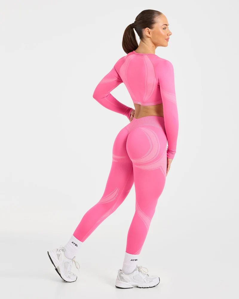Charge Seamless Long Sleeve Crop Top - Rose