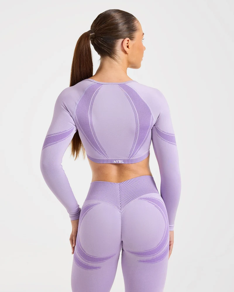 Charge Seamless Long Sleeve Crop Top - Lilac