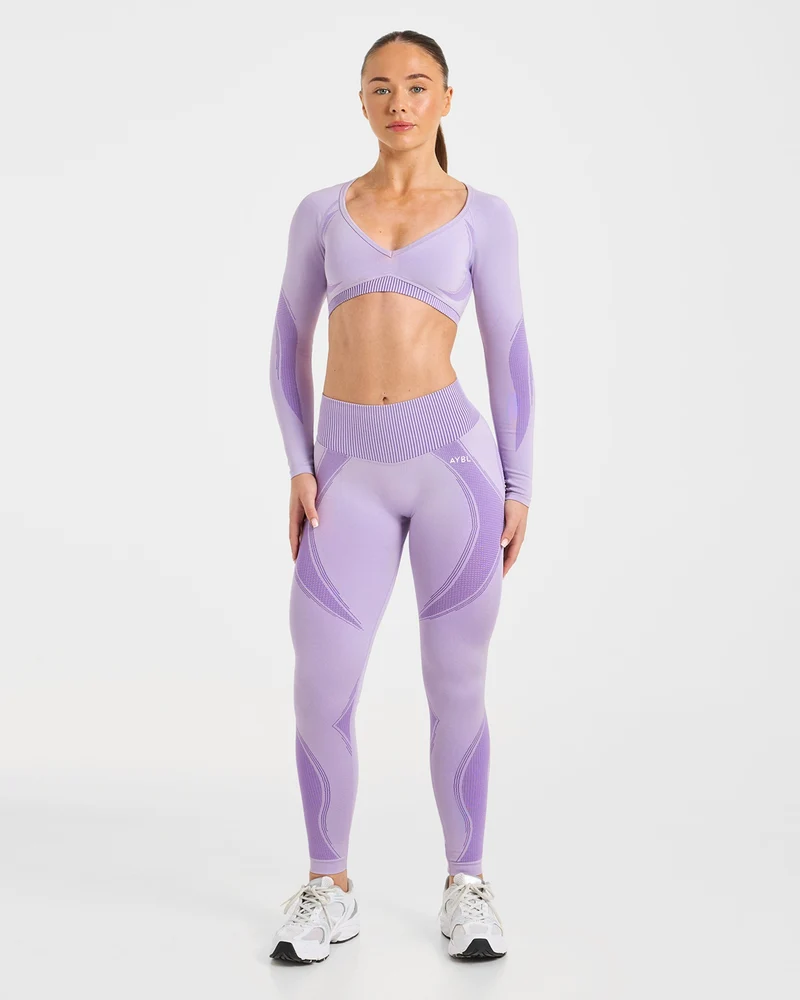 Charge Seamless Long Sleeve Crop Top - Lilac