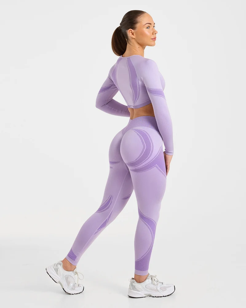 Charge Seamless Long Sleeve Crop Top - Lilac