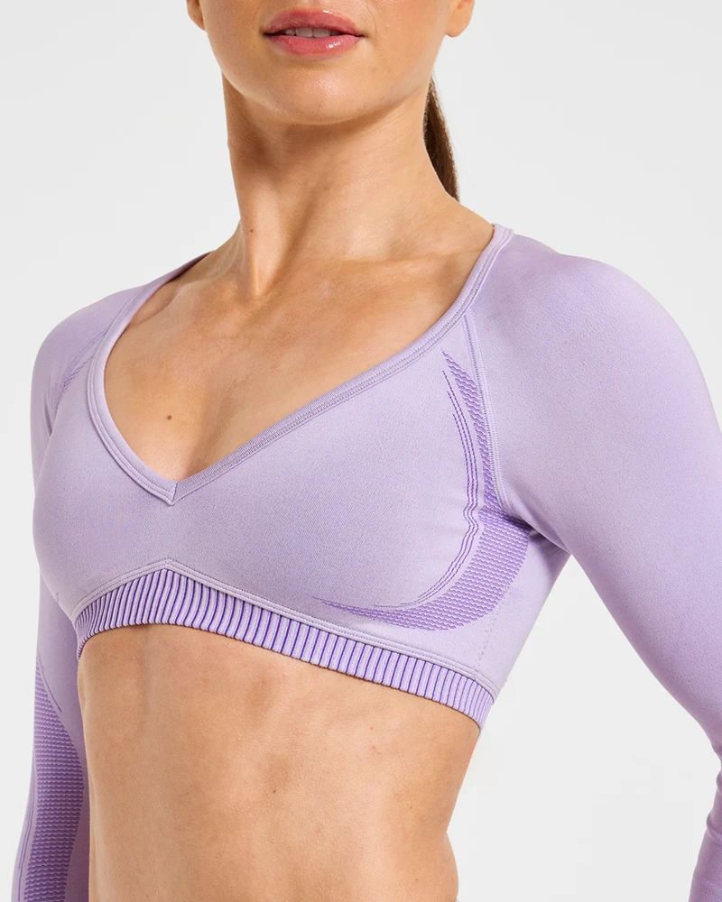 Charge Seamless Long Sleeve Crop Top - Lilac