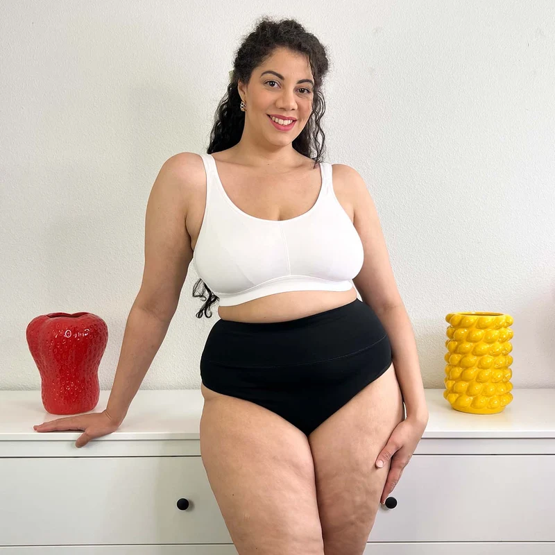 Organic Cotton Cheeky High Leg Knickers - Black