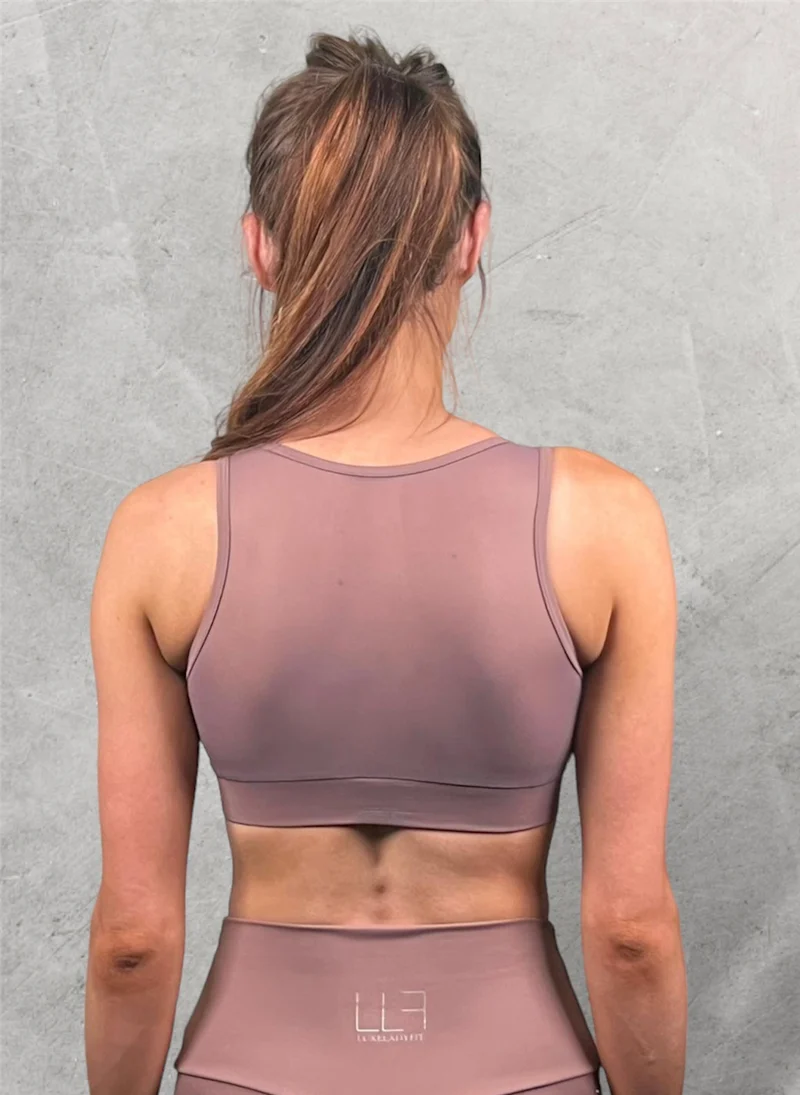 LUXEIT DIAMOND™ Rose Gold Pink Mesh Sports Bra, High Support