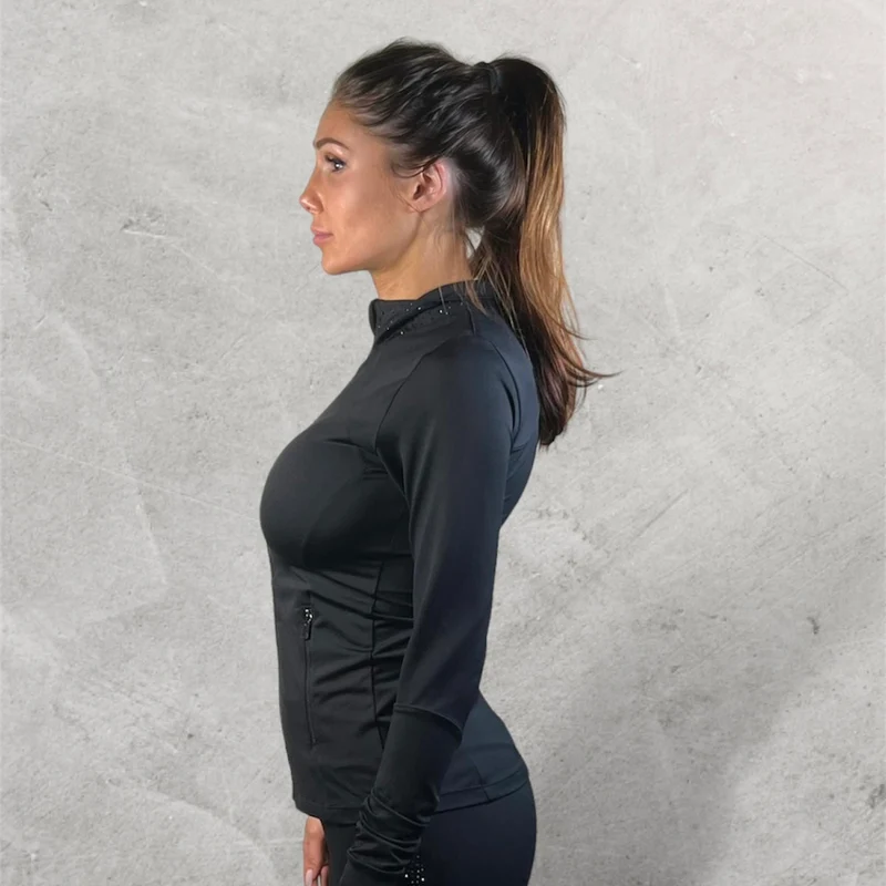LUXEIT DIAMOND™ Jet Black Slim-Fit High Neck Training Jacket