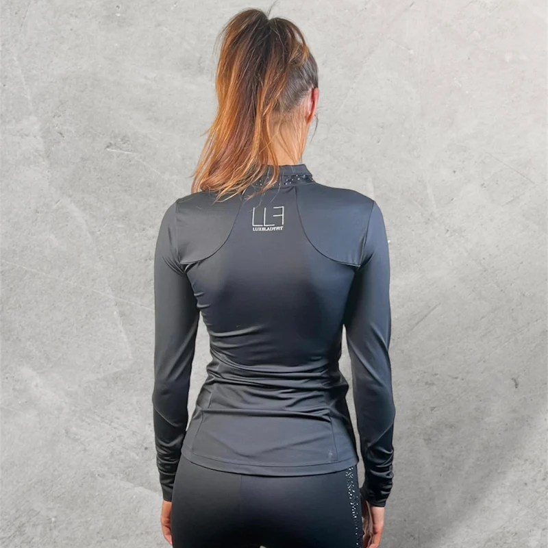 LUXEIT DIAMOND™ Jet Black Slim-Fit High Neck Training Jacket