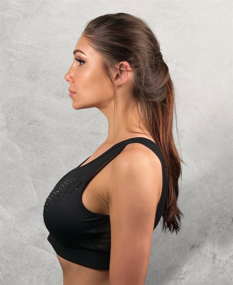 LUXEIT DIAMOND™ Caviar Black Mesh Sports Bra, High Support