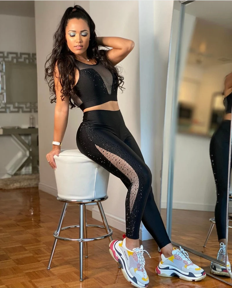 LUXEIT DIAMOND™ Caviar Black High-Waisted Mesh Leggings