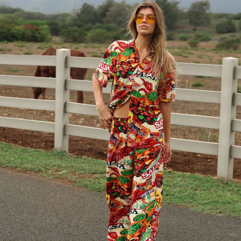 Pantalon long à jambes larges - Salsa