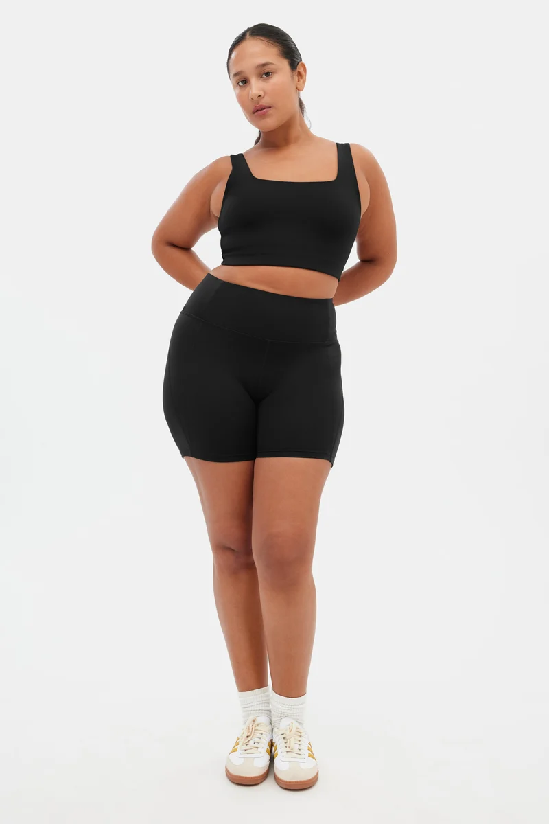 Short de course taille haute noir