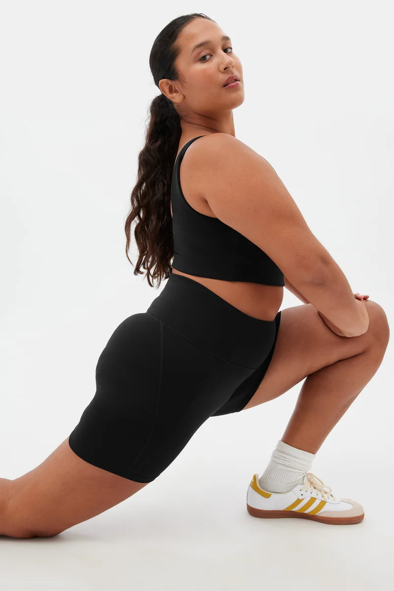 Short de course taille haute noir