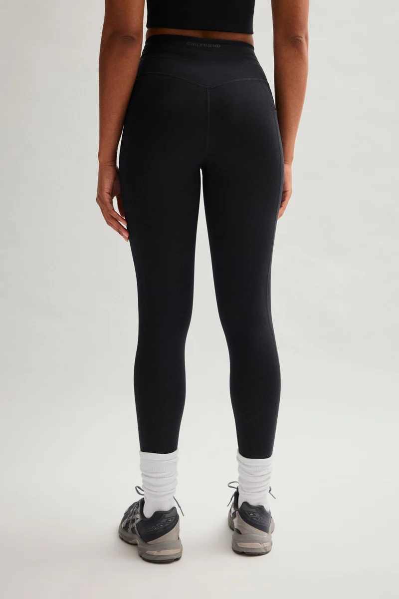 Legging noir compressif avec cordon de serrage et poches