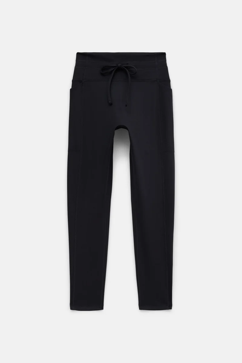 Legging noir compressif avec cordon de serrage et poches