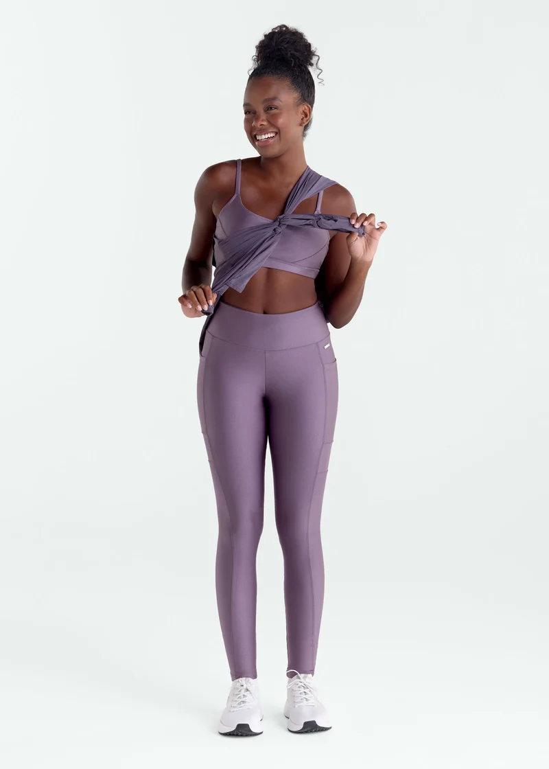 Calça Legging Mulher Bolsos Brilho