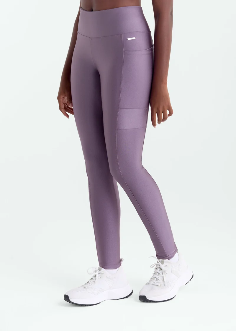 Calça Legging Mulher Bolsos Brilho