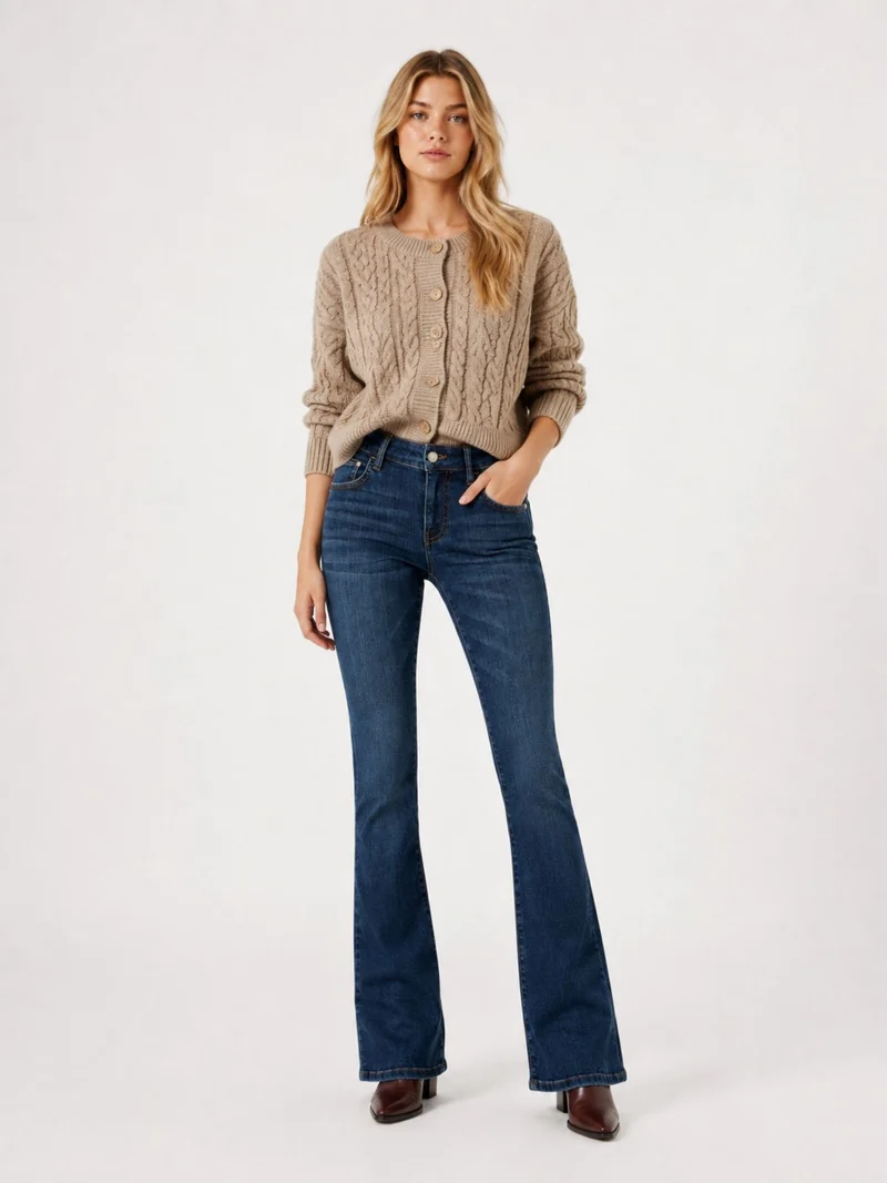 MAVI - Bella, Mid-Waist, Slim Bootcut, Rise Dark Brushed Str
