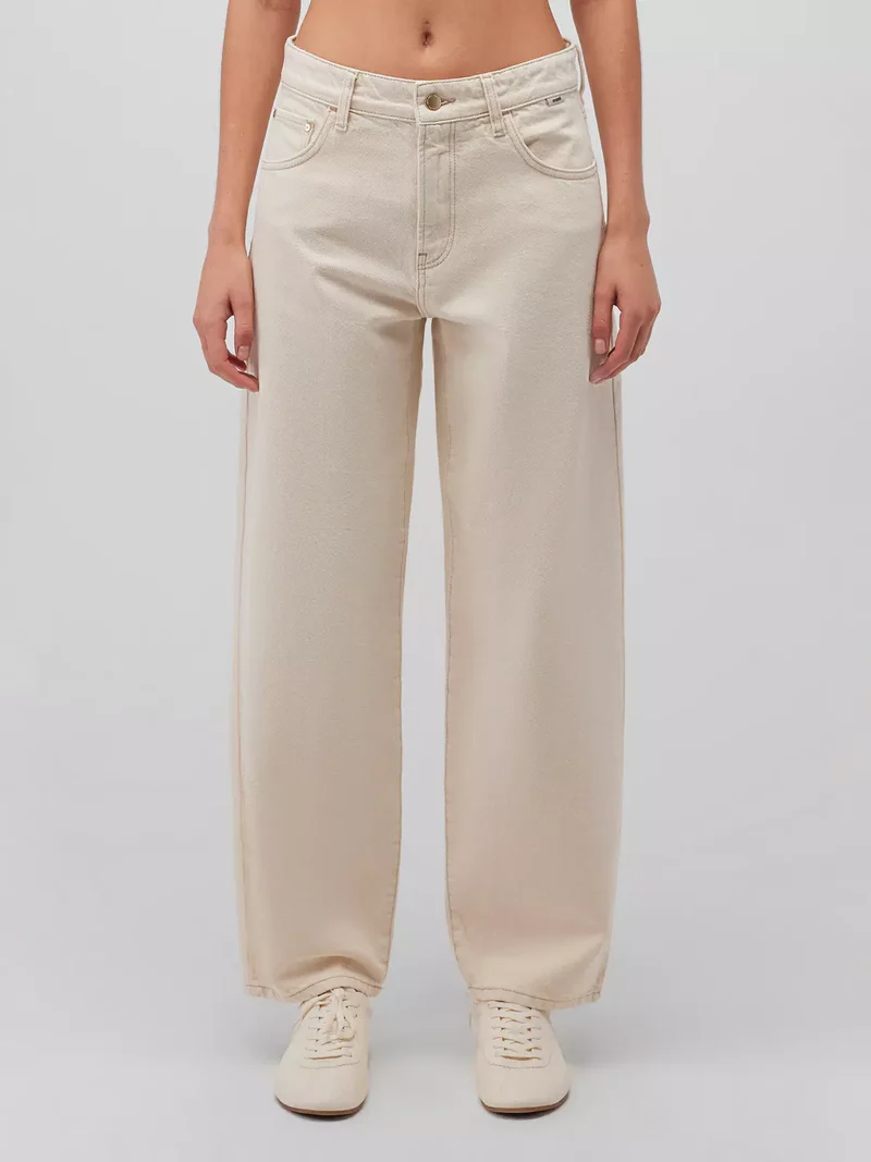 MAVI - Leila, Mid Waist, Baggy Barrel Jeans, Biscotti Denim