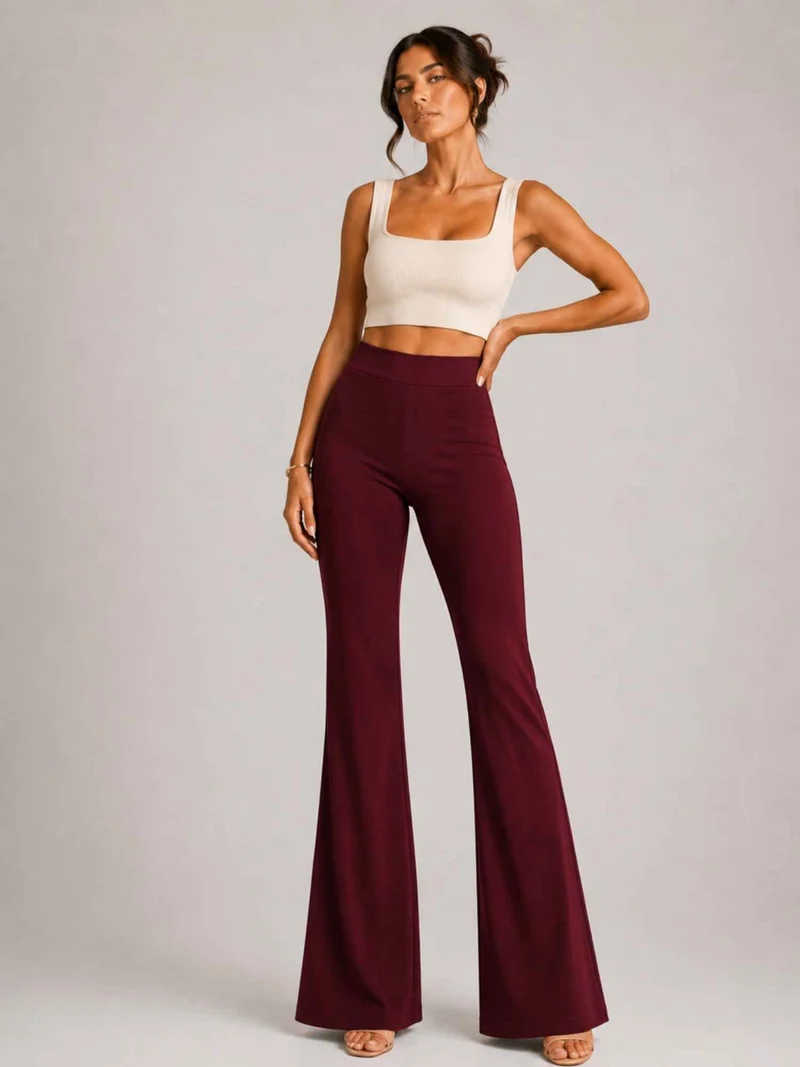 ONLY M -Travel-Wear Strong – Damen Stoffhose in Straight Fit und High Waist, Bordeaux