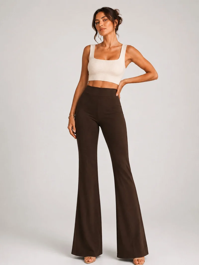 ONLY M -Travel-Wear Strong – Damen Stoffhose in Straight Fit und High Waist, Nutella