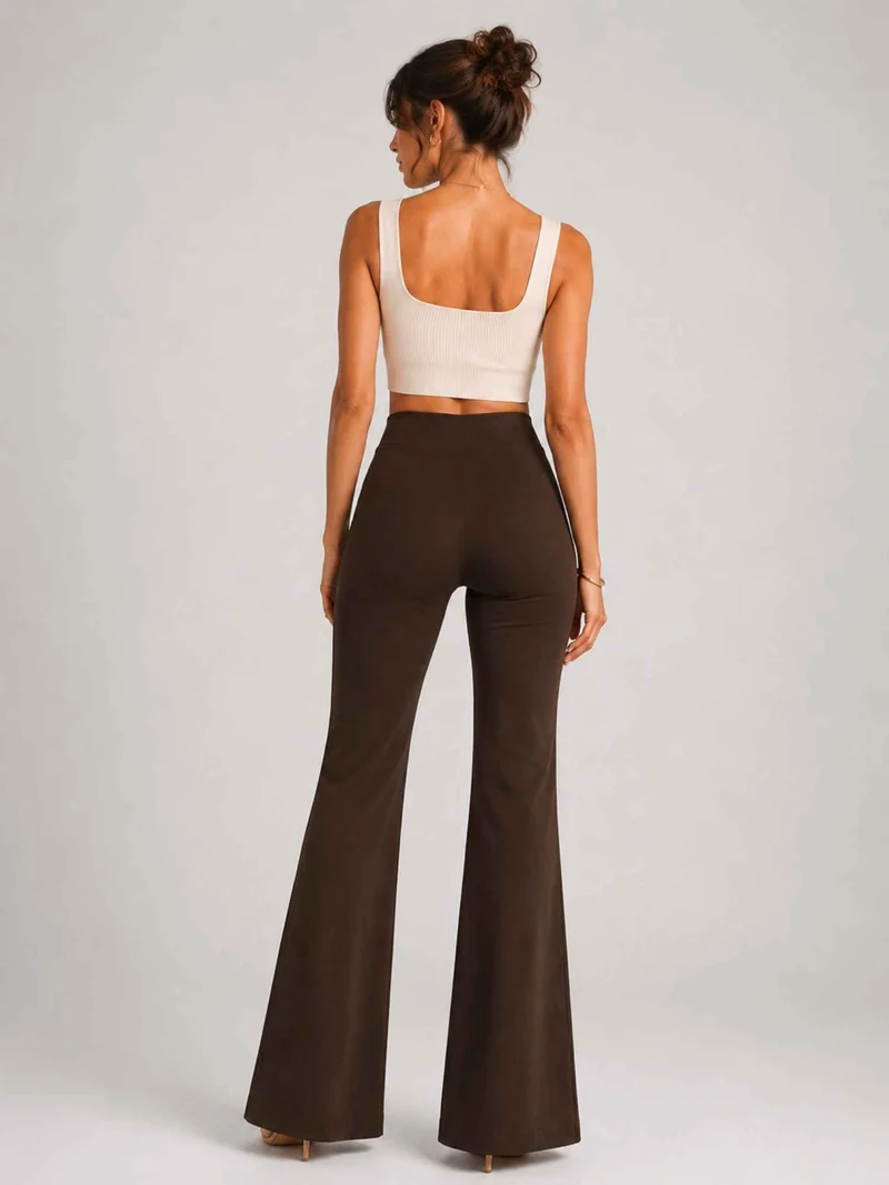 ONLY M -Travel-Wear Strong – Damen Stoffhose in Straight Fit und High Waist, Nutella
