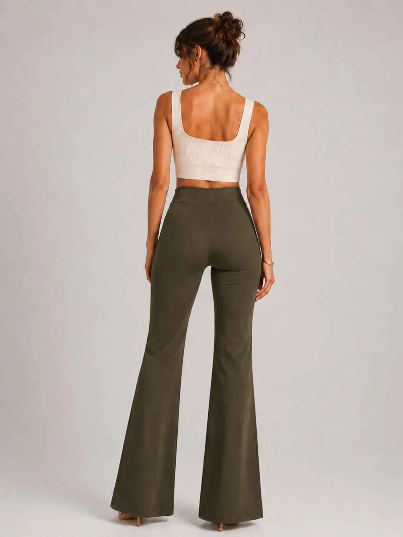 ONLY M -Travel-Wear Strong – Damen Stoffhose in Straight Fit und High Waist, Khaki
