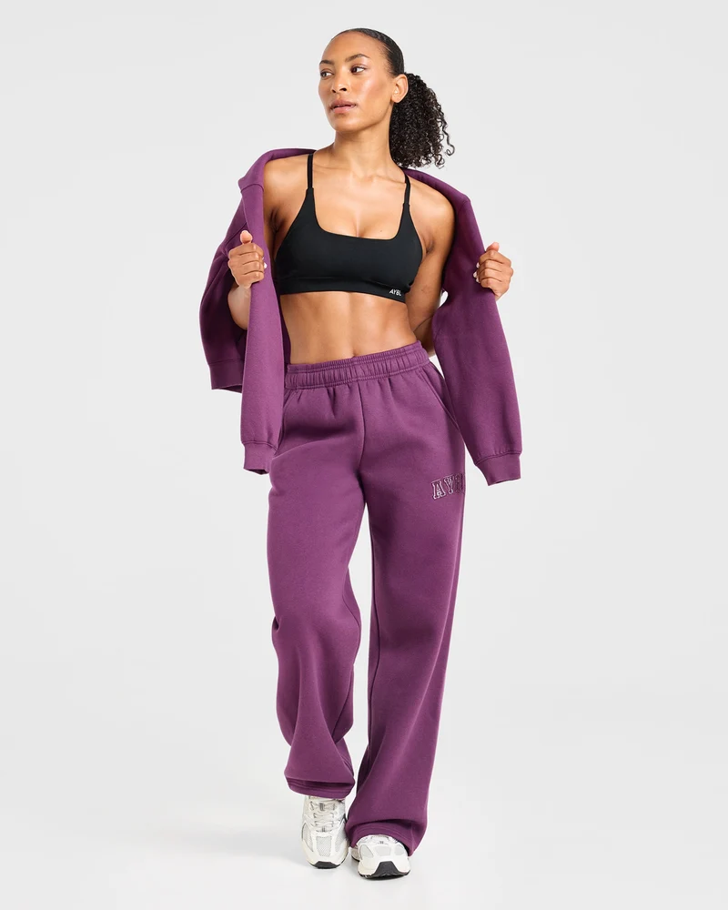 Varsity Applique Oversized Straight Leg Joggers - Plum