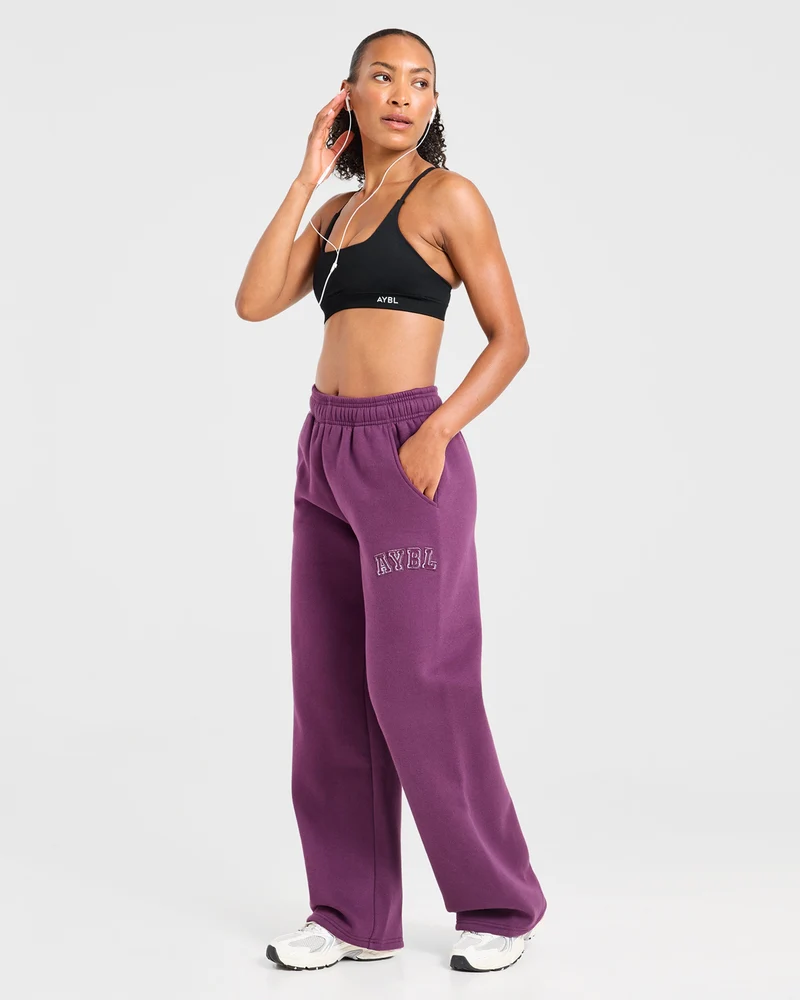 Varsity Applique Oversized Straight Leg Joggers - Plum
