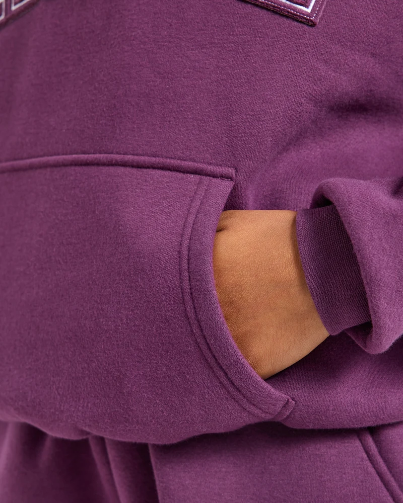 Varsity Applique Oversized Hoodie - Plum