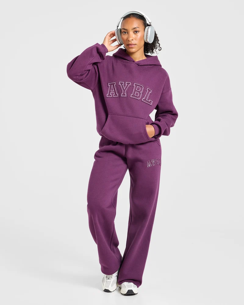 Varsity Applique Oversized Hoodie - Plum