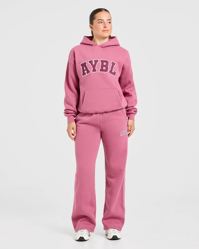Varsity 2.0 Oversized Straight Leg Joggers - Dusty Rose