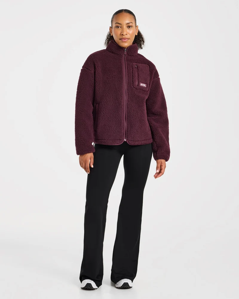 Signature Zip Up Fleece Jacket - Dusty Plum